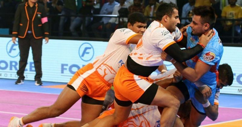 Sandeep Narwal with a trademark dash